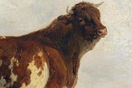 Фрагмент FOUR COWS AND A BULL IN THE STOUR MEADOWS