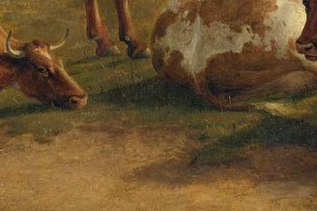 Фрагмент FOUR COWS AND A BULL IN THE STOUR MEADOWS