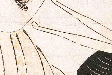 Фрагмент Гейши Есоои и Мацмура из дома Мацубая. Около 1800.