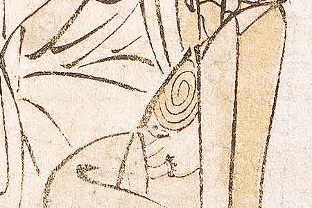 Фрагмент Гейши Есоои и Мацмура из дома Мацубая. Около 1800.