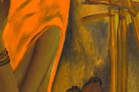 Фрагмент Girl standing by a hut