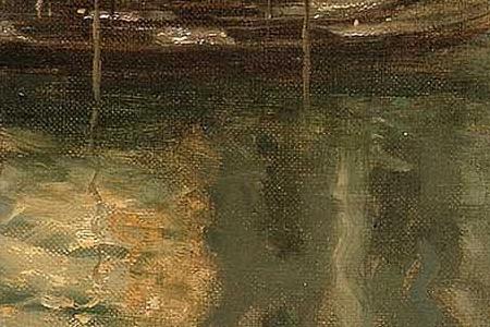 Фрагмент Gondolas and sailing boats before the Piazzetta Venice