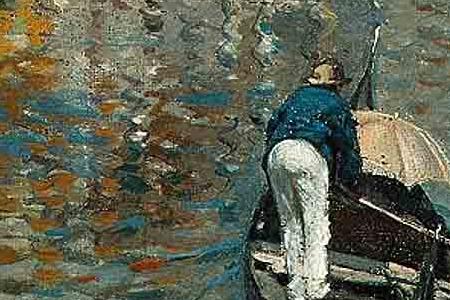 Фрагмент Gondolas at the entrance to the Grand Canal