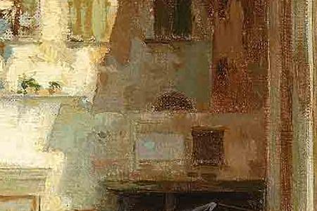 Фрагмент Gondolas on a Venetian backwater