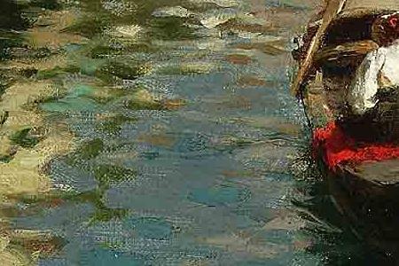 Фрагмент Gondolas on a Venetian backwater