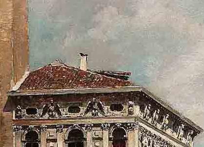 Фрагмент Gondolas on a Venetian canal