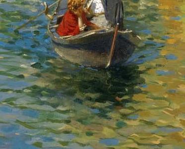 Фрагмент GONDOLIERS IN FRONT OF THE PALAZZO CAVALLI-FRANCHE