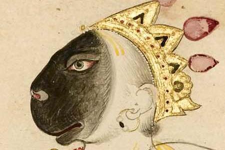 Фрагмент HANUMAN DANCING INDIA BILASPUR CIRCA 1700