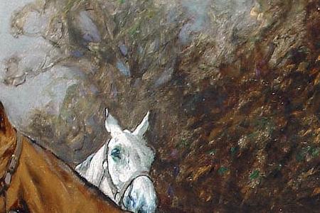 Фрагмент Horses in a paddock