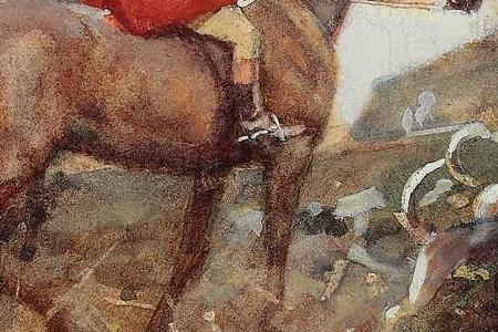 Фрагмент Huntsmen and Hounds in a Field-