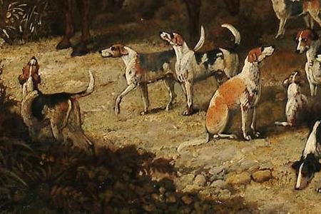 Фрагмент Huntsmen whippers in and hounds at covetside