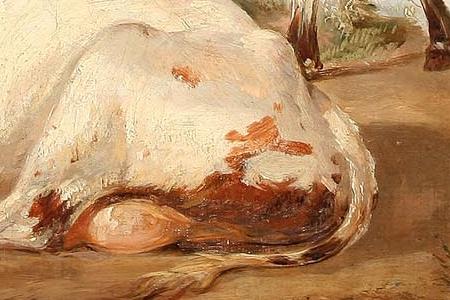 Фрагмент Коровы пасуться в поле