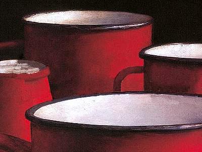 Фрагмент Красная металическая посуда I