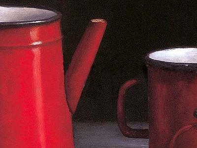 Фрагмент Красная металическая посуда II c лимоном