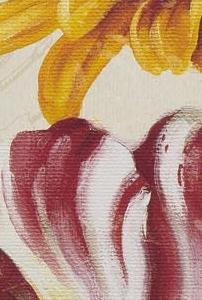 Фрагмент Красная птица с желтым цветком