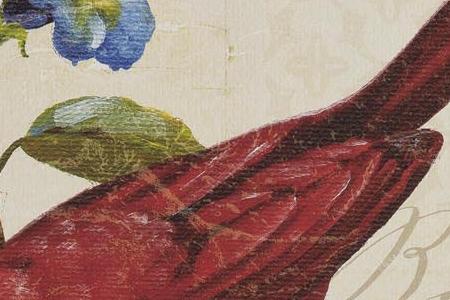 Фрагмент Красная птица в цветах