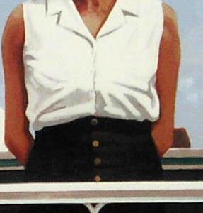 Фрагмент Lady on a beachside veranda flanked by gentleman