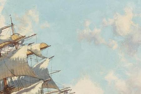 Фрагмент LAND HO THE CLIPPER SHIP NORTH AMERICA