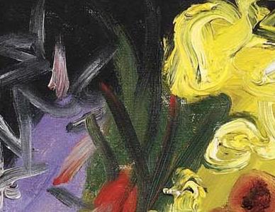 Фрагмент LE POT DE FLEURS SUR FOND NOIR