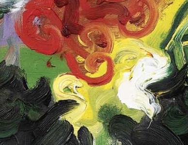 Фрагмент LE POT DE FLEURS SUR FOND NOIR