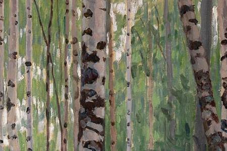 Фрагмент Лошадь в березовой роще