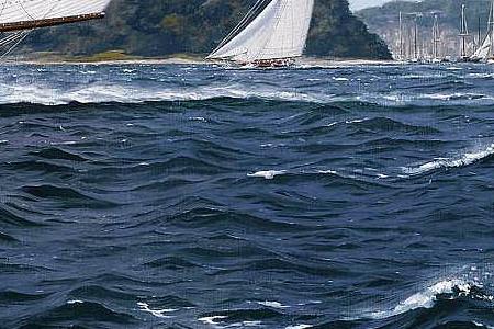 Фрагмент Lulworth, Cambria and Britannia racing off Cowes, 1927