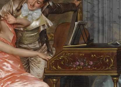 Фрагмент На репетиции дамы в голубом и розовом