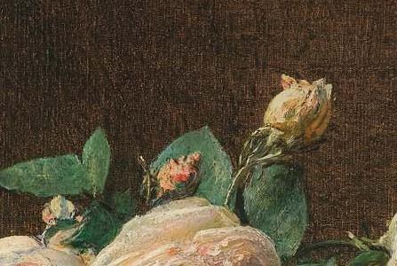 Фрагмент Натбрморт цветы и фрукты