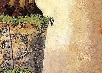 Фрагмент Натюрморт белый камод с белой железной кружкой