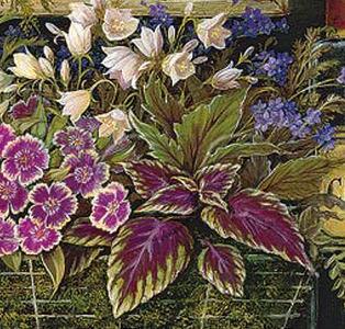 Фрагмент Натюрморт с корзиной цветов и банкой