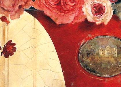 Фрагмент Натюрморт с красной вазой и розами