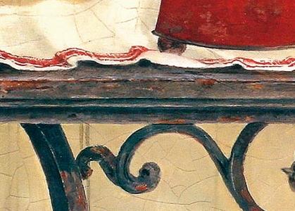 Фрагмент Натюрморт с красной вазой и розами