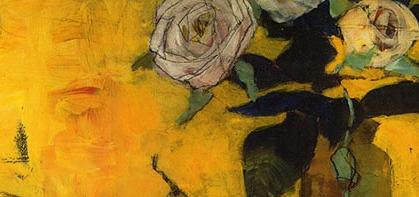 Фрагмент Натюрморт с розами и голубой чашкой