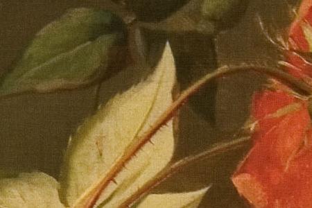 Фрагмент Натюрморт с цветами и книгой.