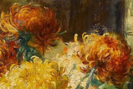 Фрагмент Натюрморт с цветами и виноградной кистью