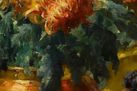 Фрагмент Натюрморт с цветами и виноградной кистью