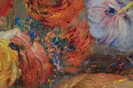 Фрагмент Натюрморт с цветами на комоде