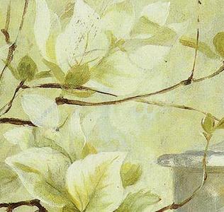 Фрагмент Натюрморт в салатовых тонах с белыми цветами