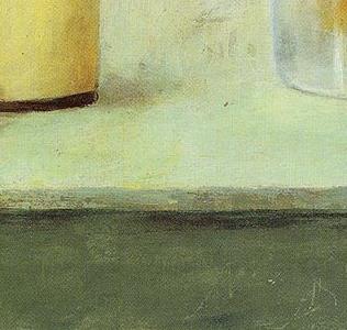 Фрагмент Натюрморт в салатовых тонах с белыми цветами