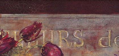 Фрагмент Натюрморт в сереневых тонах с тюльпанами