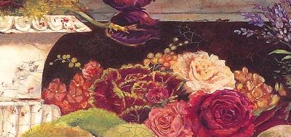 Фрагмент Натюрморт в сереневых тонах с тюльпанами