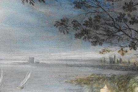 Фрагмент Noblemen hunting deer in a wooded landscape