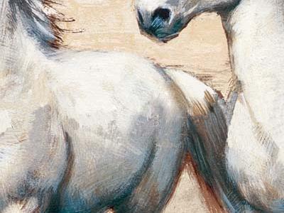 Фрагмент Пара белых лошадей