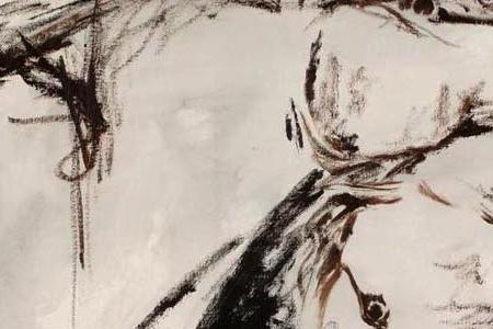 Фрагмент Пара лошадей играющих в лунном свете