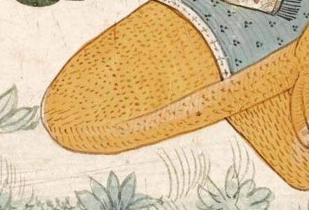 Фрагмент PARASHURAMA SLAYING AN ELEPHANT-HEADED DEMON-India Bilaspur 1700