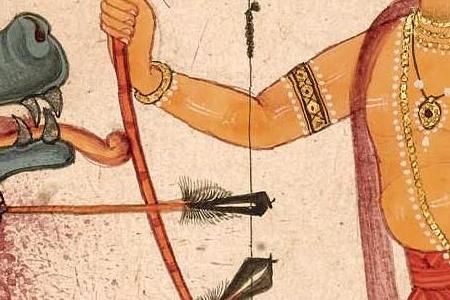 Фрагмент PARASHURAMA SLAYING THE BUFFALO DEMON INDIA BILASPUR CIRCA 1700