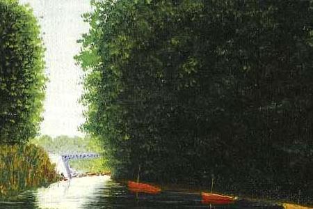 Фрагмент PAYSAGE DEUX HOMMES MARCHANT LE LONG D UNE RIVIERE