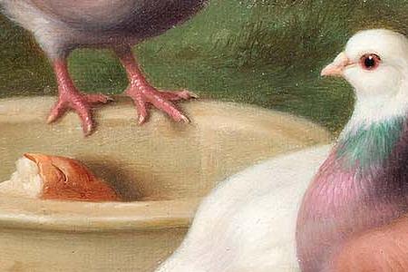 Фрагмент Pigeons in a courtyard