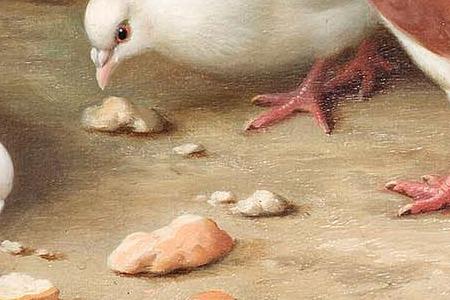 Фрагмент Pigeons in a courtyard