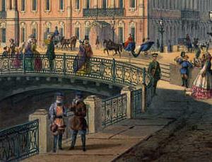 Фрагмент Police bridge in St. Petersburg in the 19th century